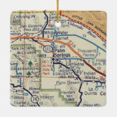 Palm Springs CA Retro Map Keramisch Ornament (Achterkant)