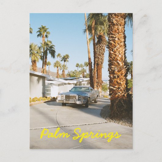 Palm Springs California Classic Auto en Palm Trees Briefkaart (Voorkant)