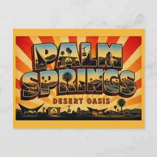 Palm Springs California Desert Oasis Vintage Art Briefkaart