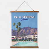 Palm Springs California Pool Hotel Bomen Retro Hangend Wandkleed (Voorkant)