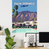 Palm Springs California Pool Hotel Bomen Retro Poster (Thuiskantoor)