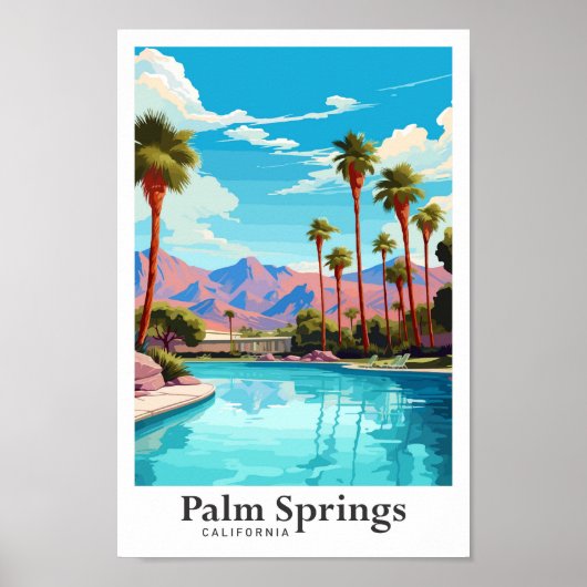 Palm Springs California reisillustratie Poster (Voorkant)