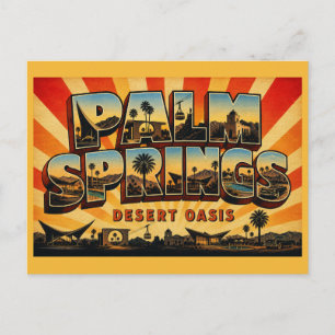Palm Springs California Woestijnoase Retro Kunst Briefkaart