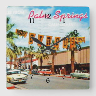 Palm Springs, Californië - Vintage Vierkante Klok