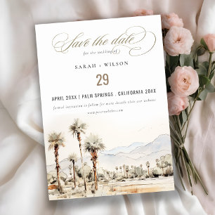Palm Springs Californië Waterverf bruiloft Save The Date