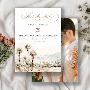 Palm Springs Californië Waterverf trouwfoto Save The Date