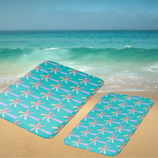 Palm Springs Caribbean Blue Tropical Palm Tree Badmat