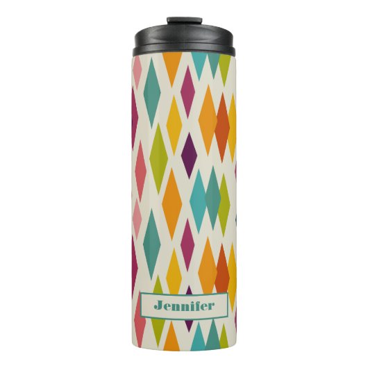 Palm Springs Diamonds Mideeuw Modern Patroon Thermosbeker (Voorkant)