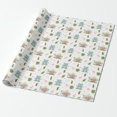 Palm Springs Flamingo Cactus Mideeuwse Patroon Cadeaupapier (Uitgerold)