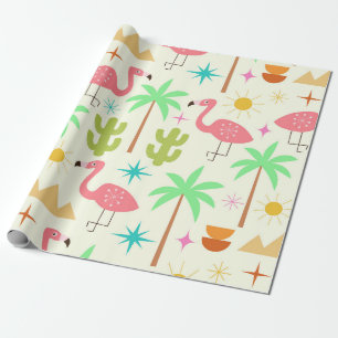 Palm Springs flamingo uit het midden van de eeuw m Cadeaupapier