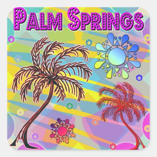 Palm Springs Happy en Hope Sticker (Voorkant)