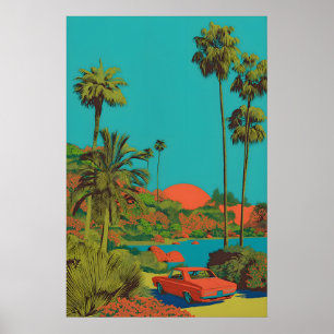 Palm Springs-kunstprint Mid-Century Modern Auto Poster