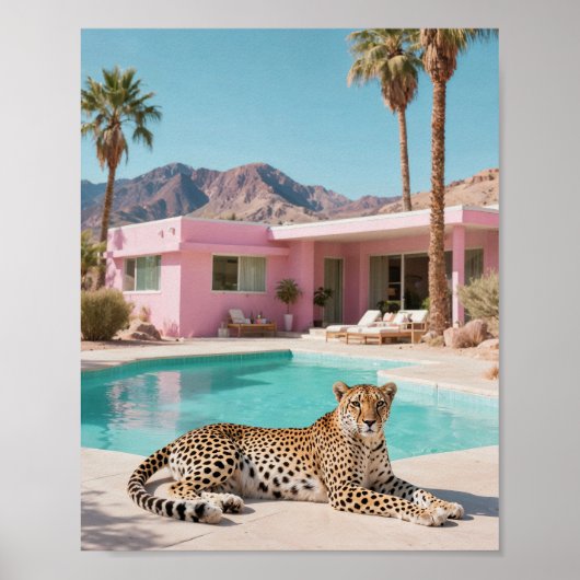 Palm Springs Leopard Retro Mid-Century Modern Poster (Voorkant)
