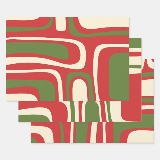 Palm Springs Mideeuw Modern Retro Abstracte Kerstm Inpakpapier Vel (Set)