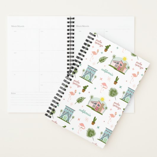 Palm Springs Mideeuw Roze Huis Flamingo Cactus Planner (Display)