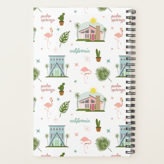 Palm Springs Mideeuw Roze Huis Flamingo Cactus Planner (Achterkant)
