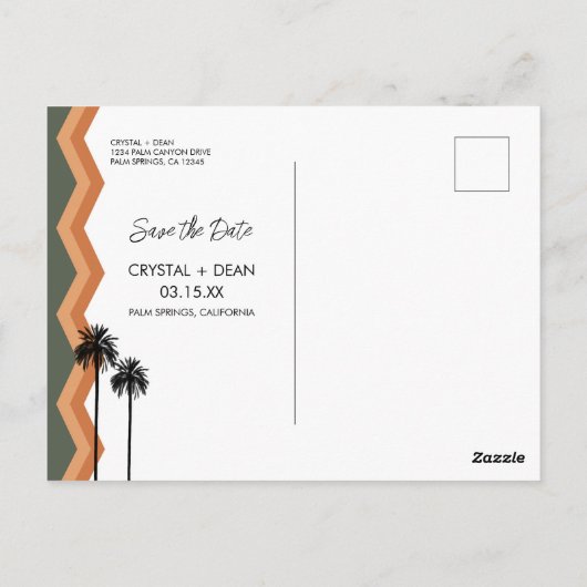 Palm Springs Modern Save the Date Briefkaart tan/o (Achterkant)