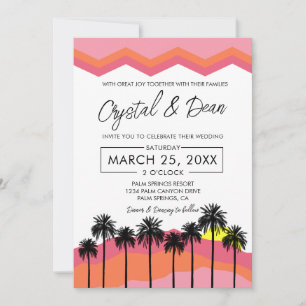 Palm Springs Modern Wedding Invitation roze/oranje Kaart