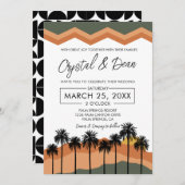Palm Springs Modern Wedding Invitation tan/olive Kaart (Voorkant / Achterkant)