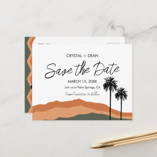 Palm Springs Moderne Enregistrer la date Carte pos (Devant/Arrière en situation)