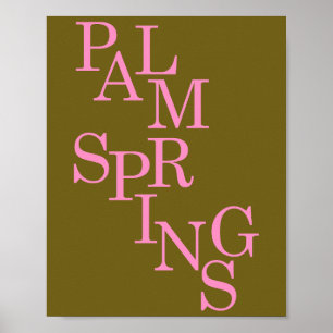 Palm Springs Olijf en roze Vintage Poster