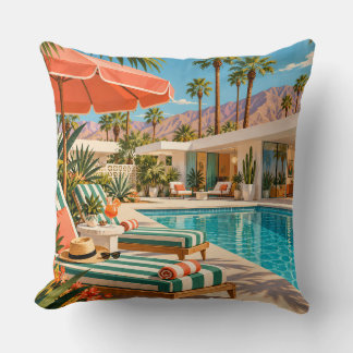 Palm Springs Poolside Retro Mid Century Modern Art Kussen