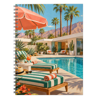 Palm Springs Poolside Retro Mid Century Modern Art Notitieboek
