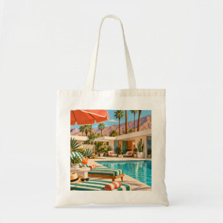 Palm Springs Poolside Retro Mid Century Modern Art Tote Bag