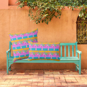 Palm Springs Retro Bold Gestreepte Palm Tree Kussen