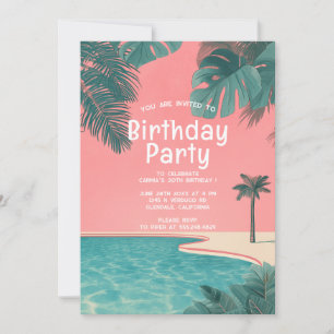 Palm Springs Summer Birthday Party Roze Kaart