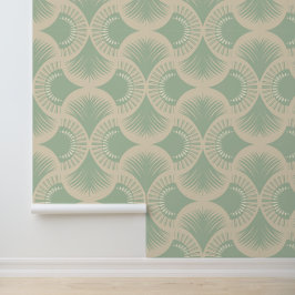Palm Springs - Sunset Palms - Mint Green Behang