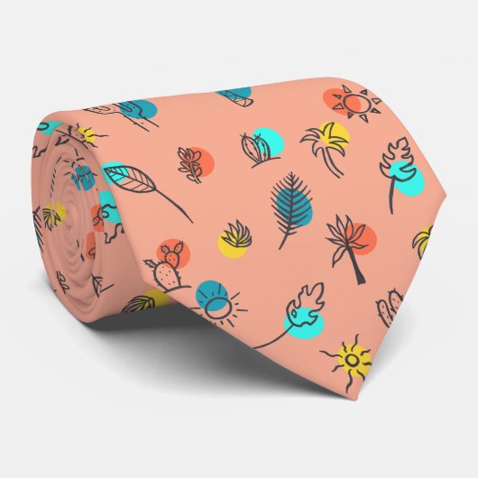 Palm Springs Theme Summer Pattern Stropdas (Opgerold)
