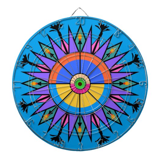 Palm Springs Tiki Torch & Date Palm Dartboard Dartbord (Voorkant)