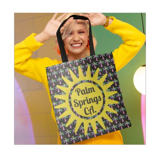 Palm Springs Turquoise kleurrijke palmbomen Draagtas