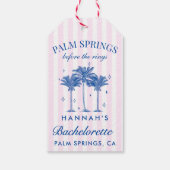 Palm Springs voor de ringen Blue Bachelorette Cadeaulabel (Achterkant)