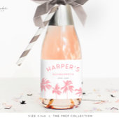 Palm Springs vrijgezellenfeest Tropische Roze Sparkling Wijnetiket