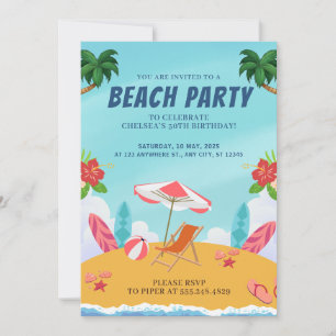 Palm Springs Zomer Strand Verjaardagsfeest Kaart
