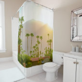 Palm Springs-zonsonderdag met bergen en palm tr Douchegordijn (In situ)