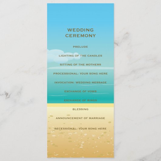 Palm & Starfish strand huwelijksceremonie programm Programma (Achterkant)