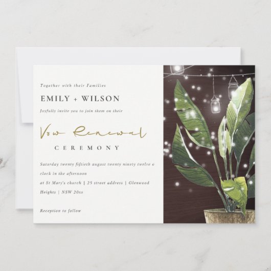 PALM STARRY NIGHT MASON JAR VOW RENOWAL INVITATION (Devant)