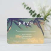 Palm strand bruiloft RSVP reactie kaarten voor ant Kaartje (Staand voorkant)