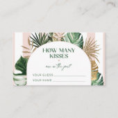 Palm strand roze streep hoeveel kisses bruids spel informatiekaartje (Voorkant)