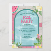 Palm Summer Blue Blue Adult Pool Party Invitation (Devant)