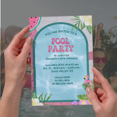 Palm Summer Blue Blue Adult Pool Party Invitation