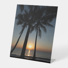 Palm Sunrise Décor Sign – Coastal Morning Reclamebord Met Voetstuk
