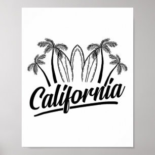 Palm Surfplank Californië Strand Cool Reiziger Poster
