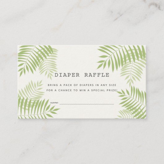 Palm Tree Aloha Baby shower Luier Raffle Ticket Informatiekaartje (Voorkant)