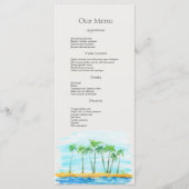 Palm Tree and Beach Wedding Menu du dîner (Devant)