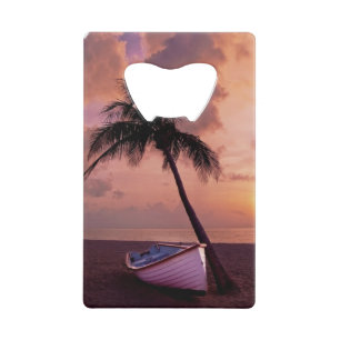 Palm Tree and Boat Beach Sunset