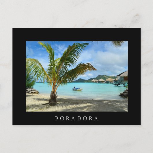 Palm tree and overwater resort carte postale noire (Devant)